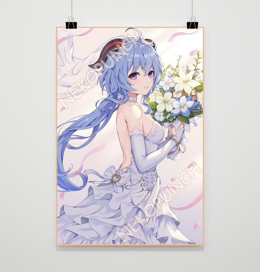 Genshin Impact Premium Poster Ganyu Wedding Dress Version by Kizuna