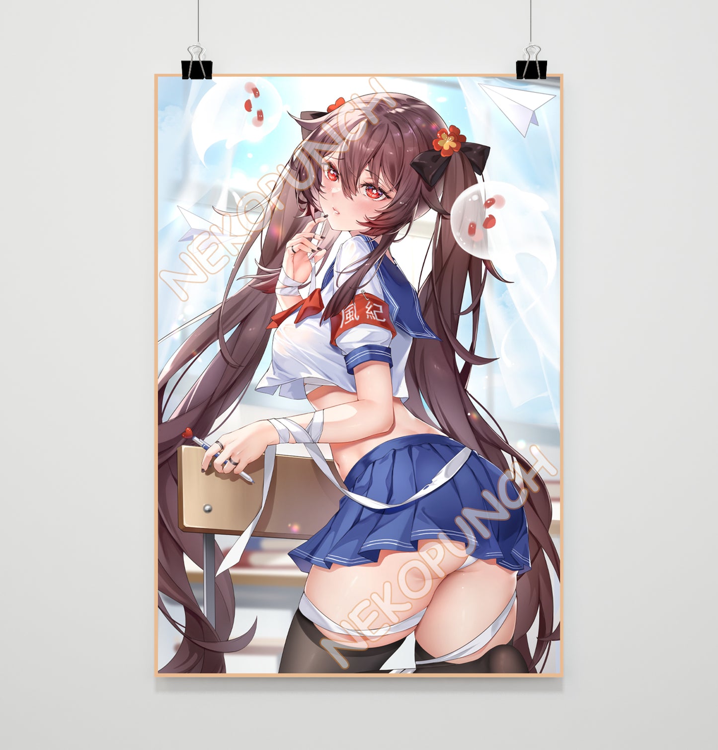 Genshin Impact Premium Poster Hutao School Uniform Version by Melailai